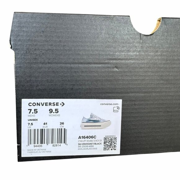 ⭐Converse Chuck Taylor Lift Double Stack Sz 7.5 Men Shoes Sneaker Silver A16406C - Picture 8 of 9
